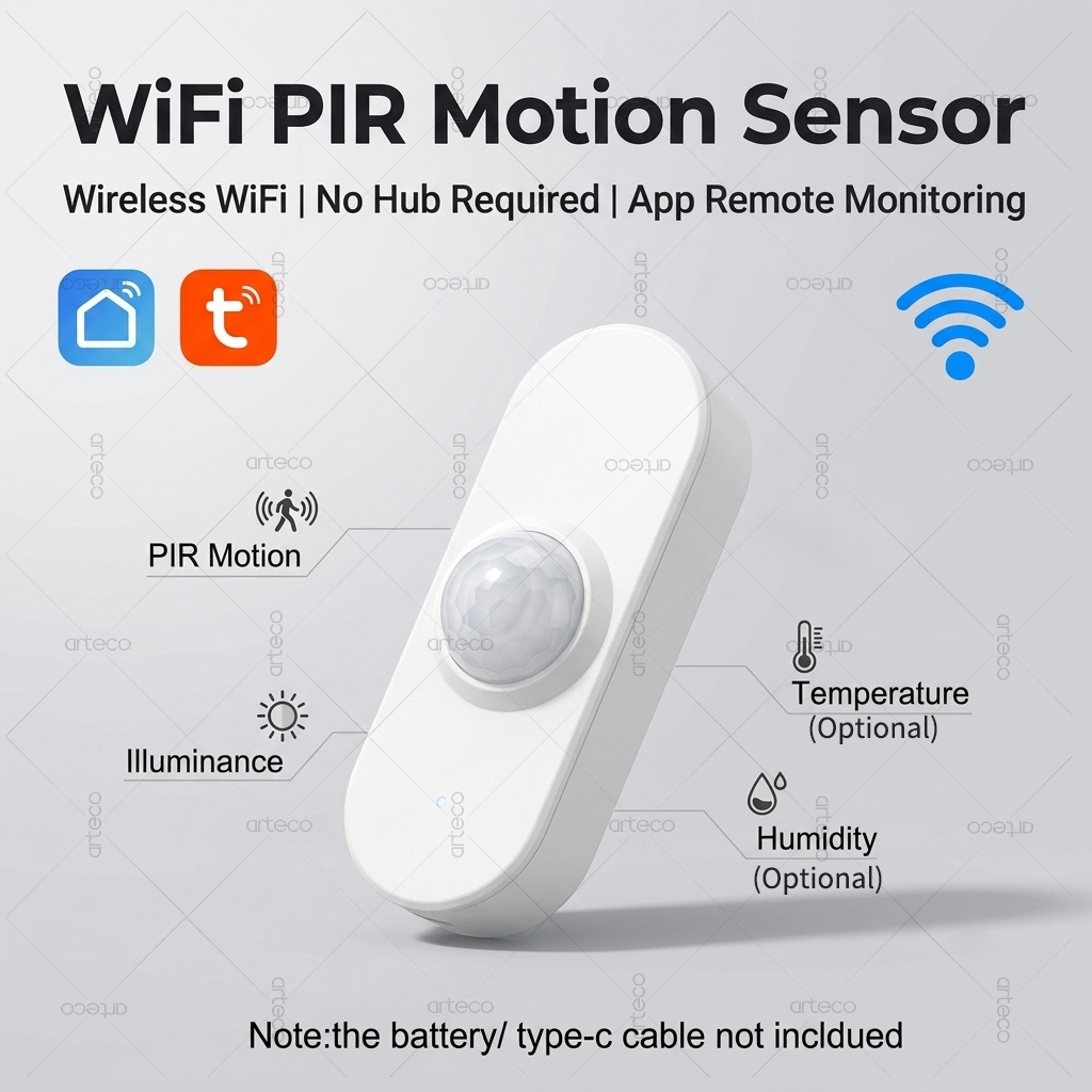Smart Home Wiser - ทูย่า ไวไฟ พีไออาร์เซ็นเซอร์ตรวจจับความสว่างอัจฉริยะ พร้อมเซ็นเซอร์วัดอุณหภูมิและความชื้นแบบอินฟราเรด ตรวจจับการเคลื่อนไหวของมนุษย์ ใช้งานร่วมกับ