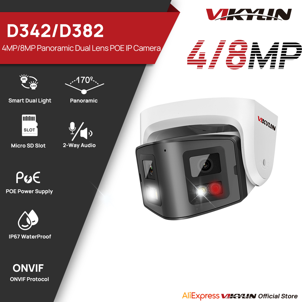 Smart Home Hikvision - วิกไลน์ พาโนรามิก 4/8MP เลนส์คู่สมาร์ทไฮบริดไลท์กล้อง IP กล้องวงจรปิดพูดคุยสองทางกล้องรักษาความปลอดภัย