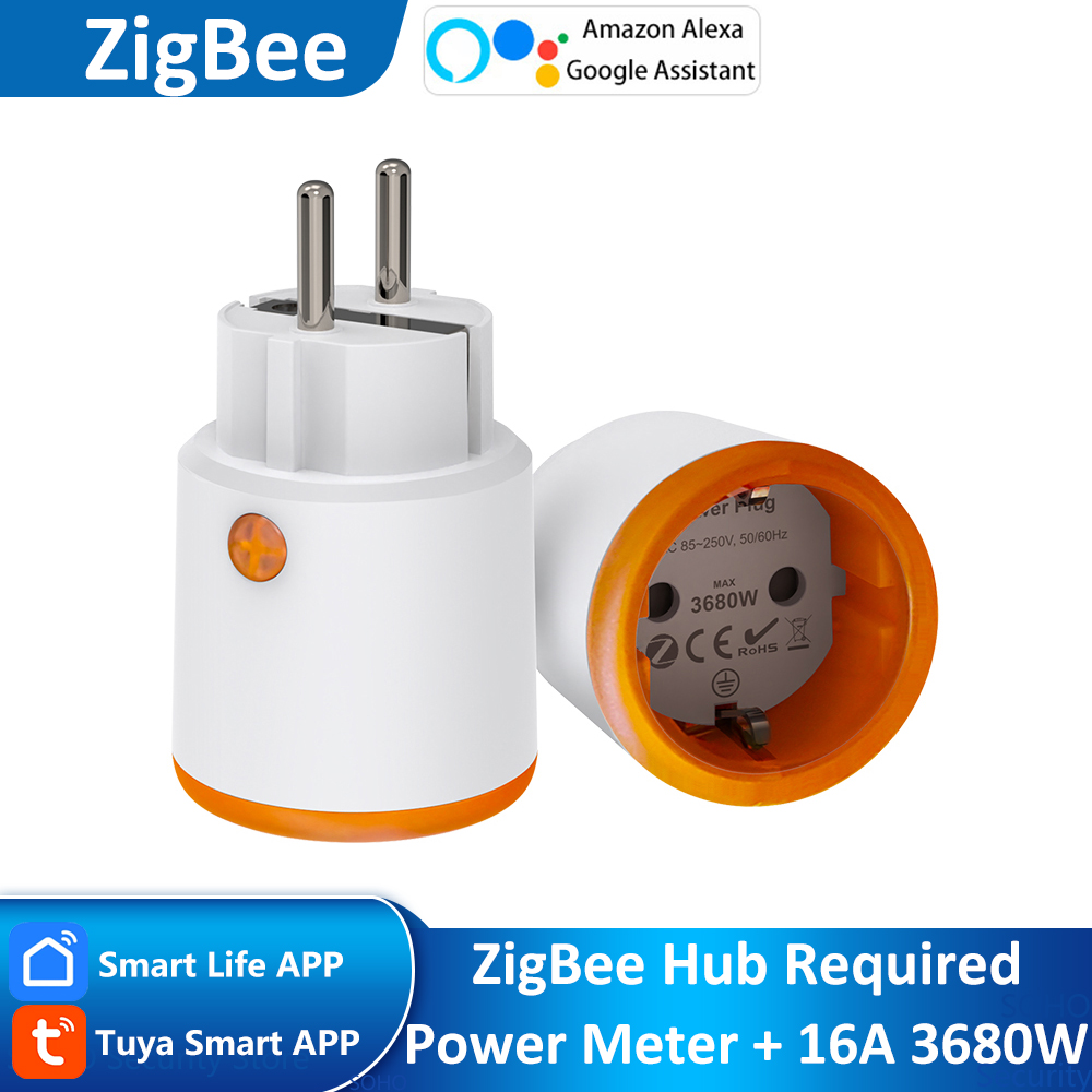 Smart Home Wiser - EU 16A Tuya ZigBee สมาร์ทการตรวจสอบพลังงานปลั๊ก Outlet