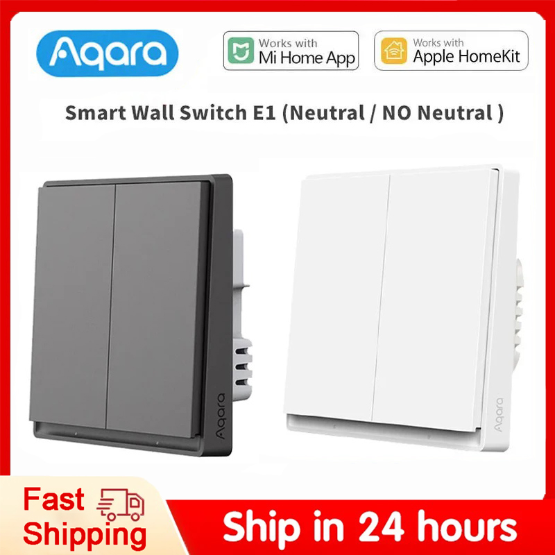 Smart Home Os - สวิตช์ไฟติดผนังอัจฉริยะ aqara ของแท้ E1สวิตช์ไฟไร้สาย ZigBee 3.0ไม่มี/มีสายไฟกลางสำหรับ