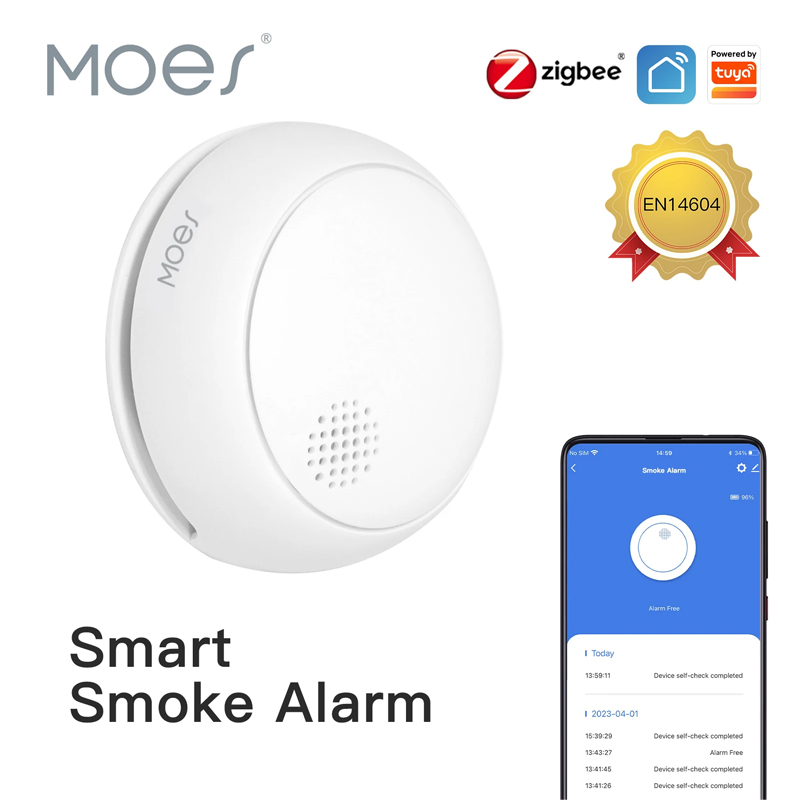 Smart Home Kitchen - MOES ZigBee เครื่องตรวจจับควันไร้สายอัจฉริยะ ไฟไหม้ 85dB เสียงสัญญาณเตือนภัยไซเรนเซ็นเซอร์