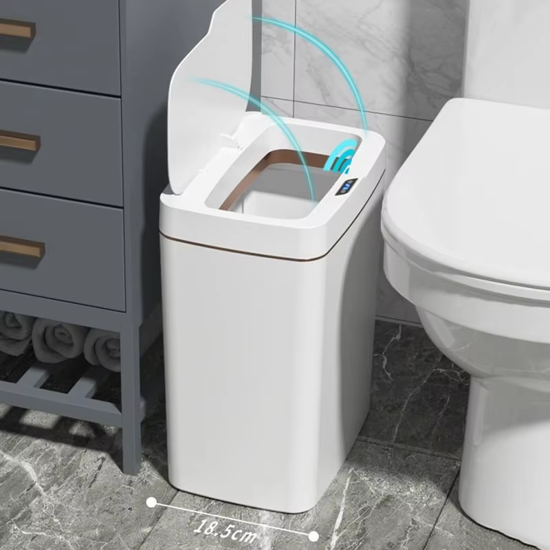 Smart Home Junkie - ถังขยะอัจฉริยะทรงแคบ 15 ลิตร สีขาว แบบไม่ต้องสัมผัส พร้อมเซ็นเซอร์อัตโนมัติ
