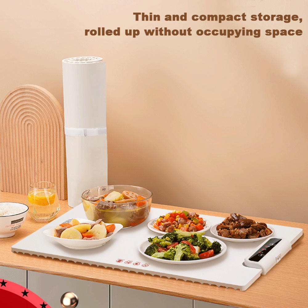 Smart Home Kitchen - ถาดอุ่นอาหารไฟฟ้าซิลิโคนพับได้ ให้ความร้อนเร็ว 220V สำหรับใช้ในบ้าน แผ่นทำความร้อนอัจฉริยะควบคุมอุณหภูมิคงที่ อุปกรณ์ครัว
