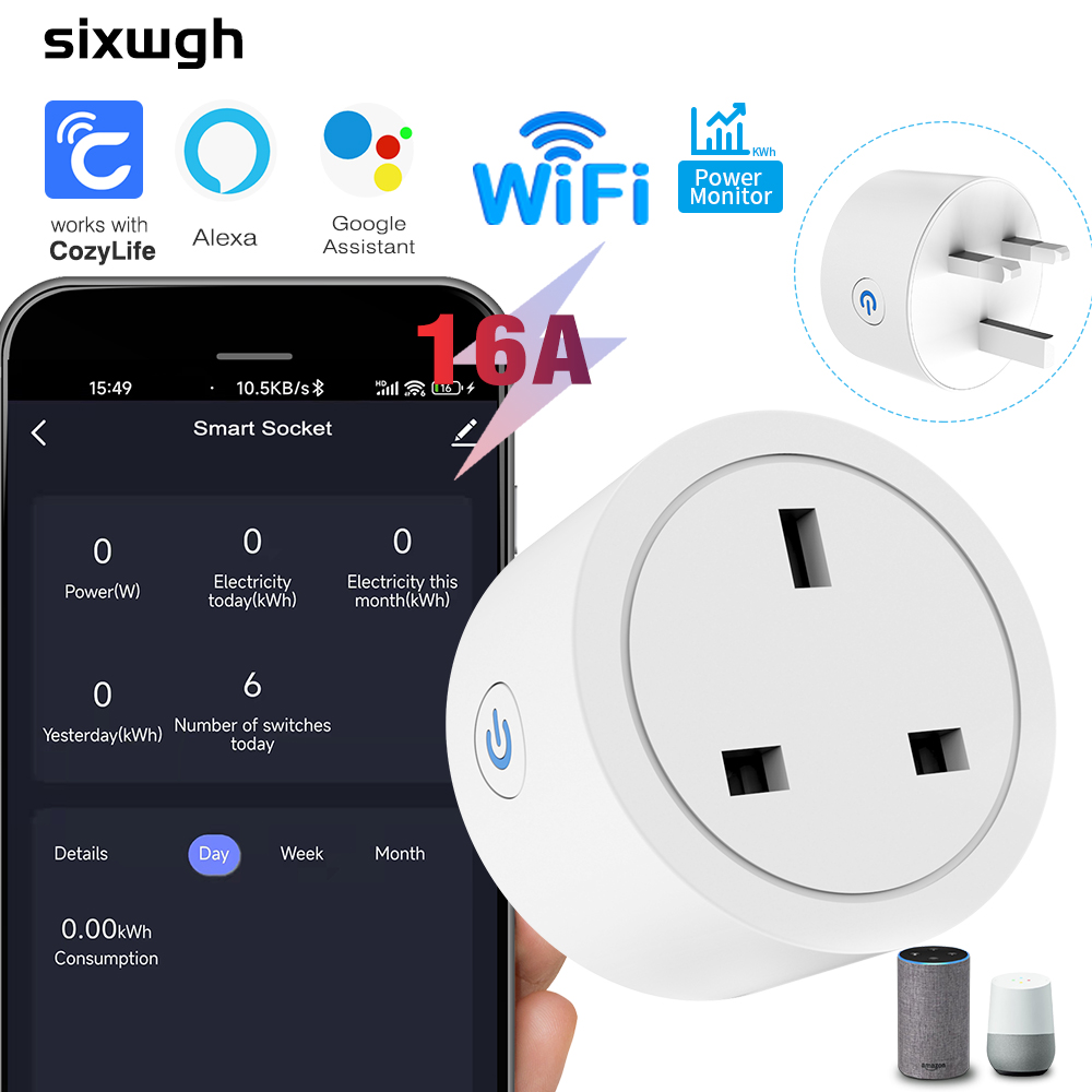 Smart Home Or Smart Home - ปลั๊กอัจฉริยะ WiFi 16A แบบปลั๊กอังกฤษ พร้อมระบบตรวจสอบพลังงาน รองรับแอป