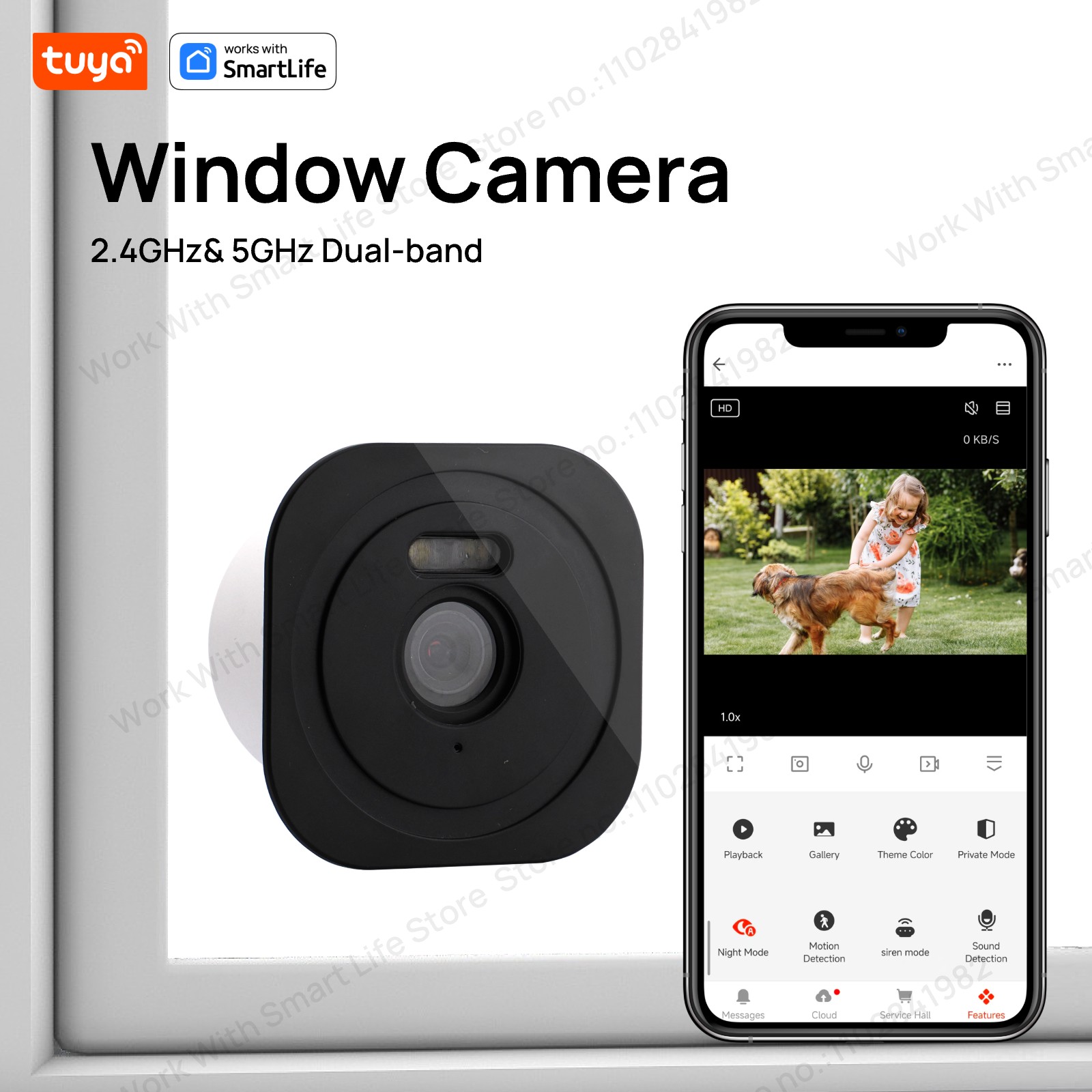 Smart Home Os - กล้องติดหน้าต่าง Tuya ความละเอียด 3MP 2K, กล้องวงจรปิดภายในบ้านแบบ