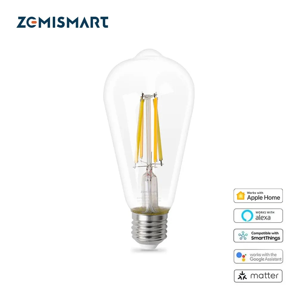 Smart Home Yellow - Zemismart Matter WiFiสมาร์ทLedหลอดไฟ 7Wโคมไฟทังสเตนหรี่แสงได้E27 Homekit SmartThings