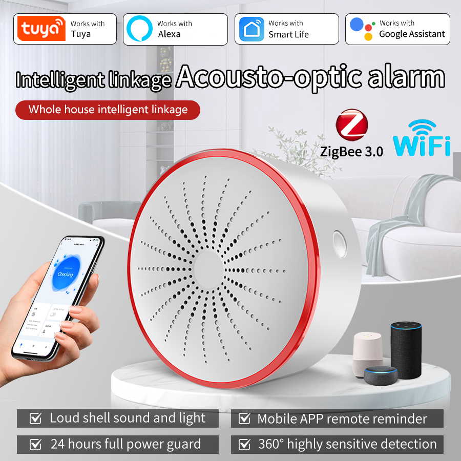 Smart Home Ecosystems - ทูย่า ไวไฟ ซิกบีไซเรนเตือนภัยอัจฉริยะ เสียงและไฟเตือนภัยอัจฉริยะ ระบบรักษาความปลอดภัยภายในบ้าน อเล็กซา