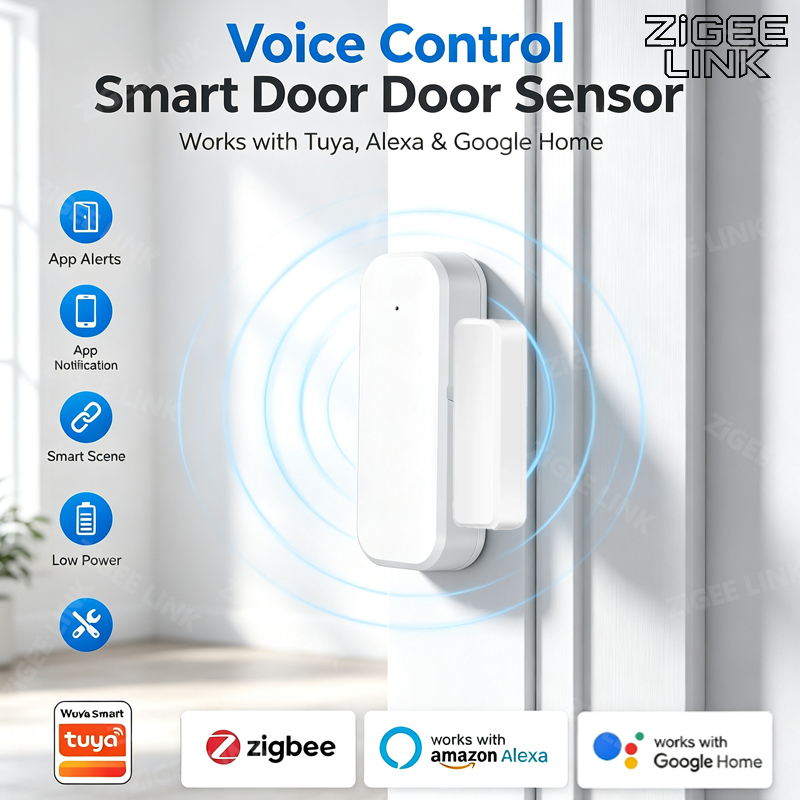 Smart Home Voice Assistant - เซ็นเซอร์ป้องกันการโจรกรรมประตูหน้าต่าง Zigbee3.0 เครื่องตรวจจับแม่เหล็กไร้สาย พร้อมระบบแจ้งเตือนผ่านแอป รองรับการควบคุมด้วยเสียงผ่าน Alexa