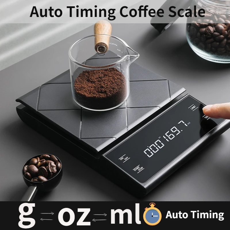 Smart Home Utensils - เครื่องชั่งกาแฟในครัวแบบชาร์จ USB พร้อมตัวจับเวลา จอ LED ดิจิตอล