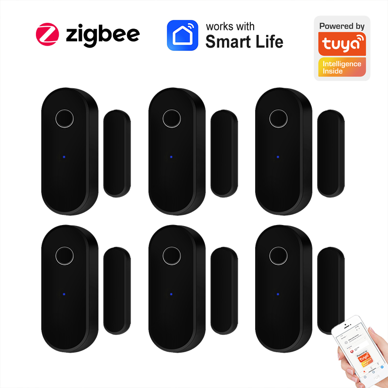 Smart Home Ecosystems - Tuya สมาร์ท Zigbee เซ็นเซอร์ประตูประตูหน้าต่างเปิดปิดเครื่องตรวจจับสีดํา Smart Home