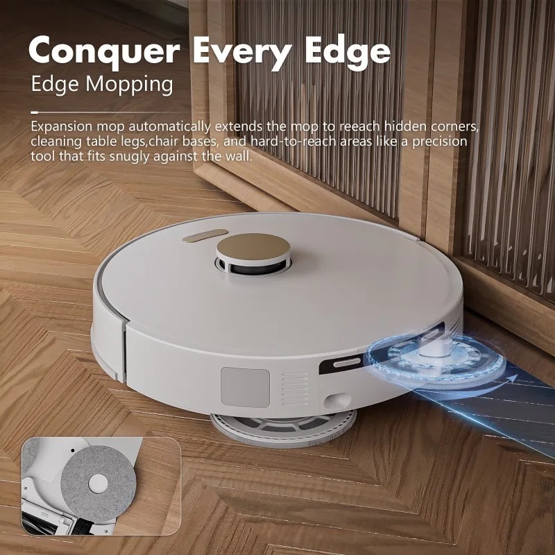 Vacuum Cleaner Smart Home - หุ่นยนต์ดูดฝุ่น, ถูพื้นแบบเปียกและแห้ง, ควบคุมระยะไกล, กวาดพื้นแบบไร้สายอัจฉริยะ, ใช้พลังงานจากแบตเตอรี่, หุ่นยนต์ทำความสะอาดบ้าน