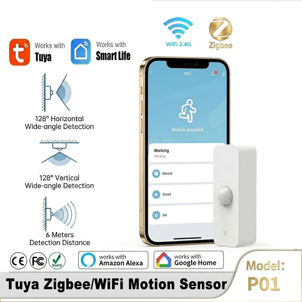 Smart Home Google Assistant - เซ็นเซอร์ตรวจจับความเคลื่อนไหวอัจฉริยะ PIR WiFi Zigbee สำหรับระบบรักษาความปลอดภัยบ้านอัตโนมัติ Smart
