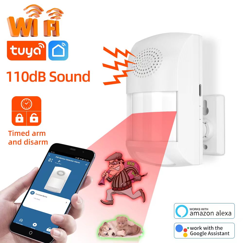 Smart Home Wiser - Tuya WiFi อินฟราเรด PIR เซ็นเซอร์การเคลื่อนไหวความปลอดภัยป้องกันเครื่องตรวจจับการเคลื่อนไหวกันขโมยเสียงปลุก Smart