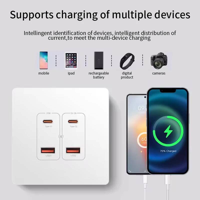 Smart Home Or Smart Home - ปลั๊กไฟติดผนัง Herepow พร้อมพอร์ต USB Type-C คู่