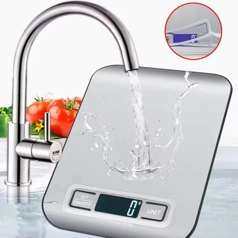 Smart Home Utensils - เครื่องชั่งดิจิตอลในครัวจอแสดงผล LED 5 กก./1 ก. แผงสแตนเลสเครื่องชั่งอิเล็กทรอนิกส์เครื่องประดับในบ้านอาหารขนมเครื่องมือชั่งน้ำหนักเบเกอรี่