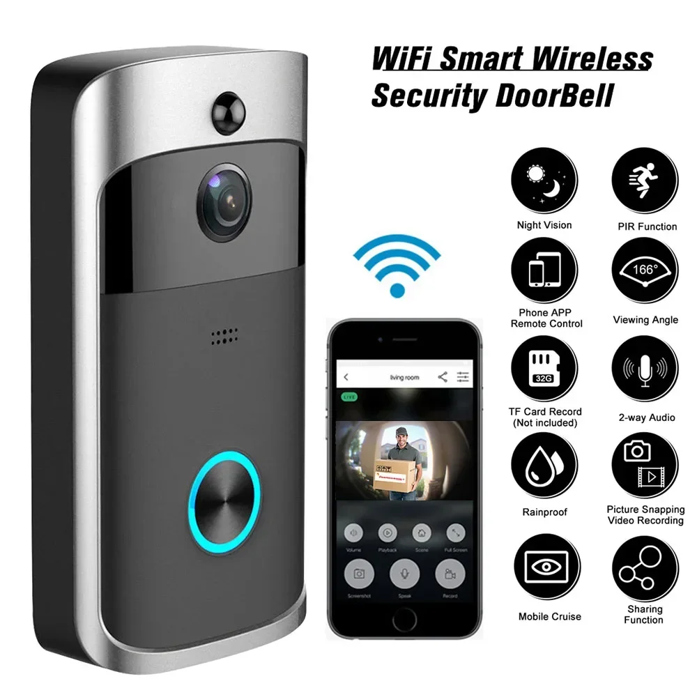 Smart Home Video Doorbell Enhanced Security With Smart Doorbell - 720P HD สมาร์ทโฮมไร้สาย WIFI กล้องออดประตู วิดีโอรักษาความปลอดภัย