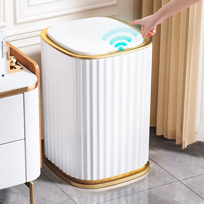 Smart Home Junkie - ถังขยะอัจฉริยะพร้อมเซ็นเซอร์อัตโนมัติสำหรับห้องครัว ห้องน้ำ ห้องนั่งเล่น ถังขยะกันน้ำ