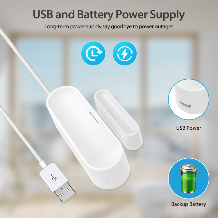 Smart Home Or Smart Home - เซ็นเซอร์ประตูหน้าต่างอัจฉริยะ Tuya, เครื่องตรวจจับความปลอดภัยภายในบ้าน, ใช้พลังงานจากแบตเตอรี่หรือชาร์จ USB ทำงานร่วมกับแอป