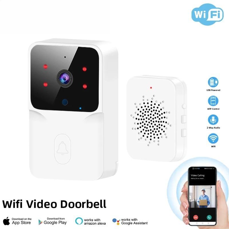 Smart Home Video Doorbell Enhanced Security With Smart Doorbell - กริ่งประตูอัจฉริยะพร้อมกล้อง HD เชื่อมต่อ WiFi ระบบเตือนภัยอินฟราเรด อินเตอร์คอมไร้สายสองทาง