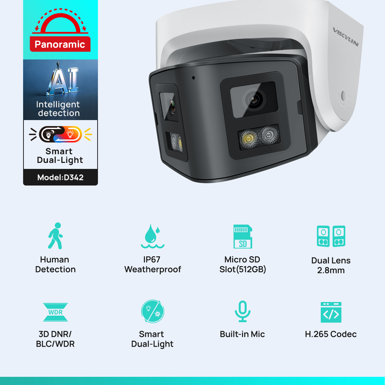 Smart Home Hikvision - Vikylin กล้องวงจรปิด IP ความละเอียด 4MP แบบพาโนรามา