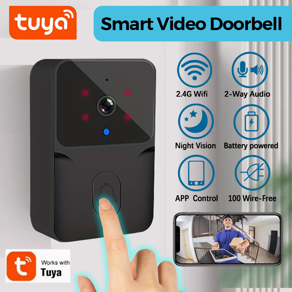 Smart Home Video Doorbell Enhanced Security With Smart Doorbell - กริ่งประตูวิดีโออัจฉริยะไร้สาย Tuya, กล้องรักษาความปลอดภัยภายในบ้าน WiFi 2.4G, เสียง