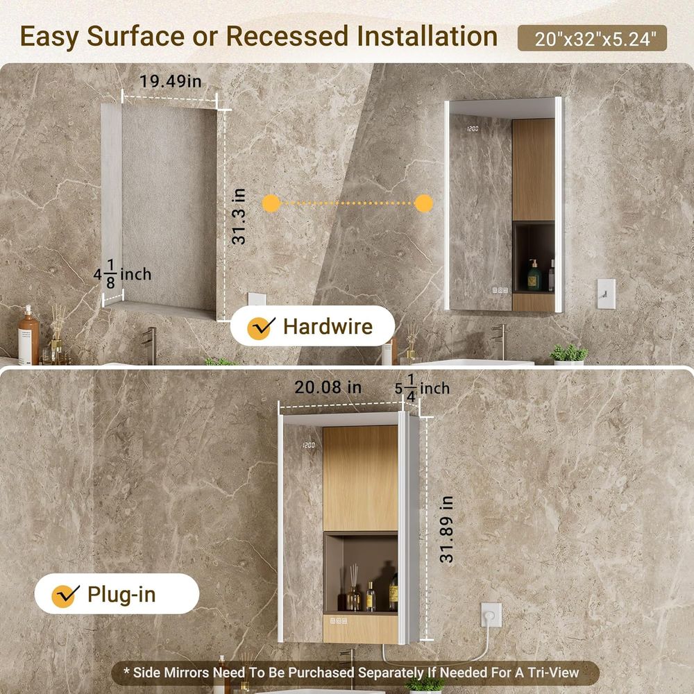 กระจกตู้ยาแบบมีไฟขนาด 20x32 นิ - Smart Home Or Smart Home บทวิจารณ์และราคา