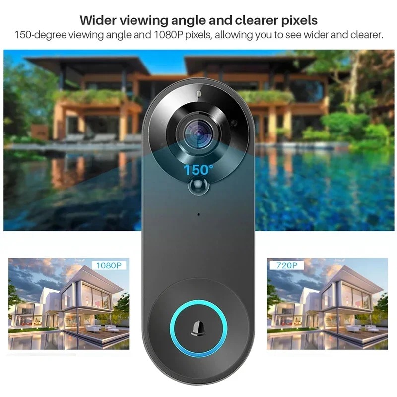 กริ่งประตูไร้สายอัจฉริยะ HD 10 - Smart Home Video Doorbell Enhanced Security With Smart Doorbell บทวิจารณ์และราคา