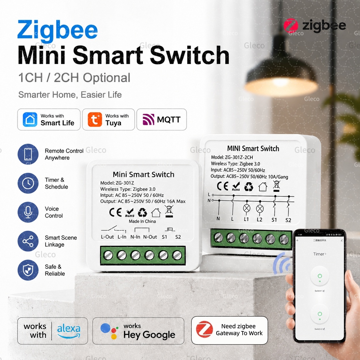 สวิตช์อัจฉริยะ Zigbee Tuya Sma - Smart Home Zigbee Gateway บทวิจารณ์และราคา