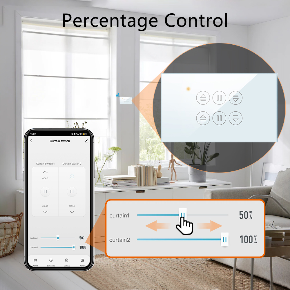 QCSMART WiFi ผ้าม่านคู่ US Swi - Universal Remote Smart Home บทวิจารณ์และราคา