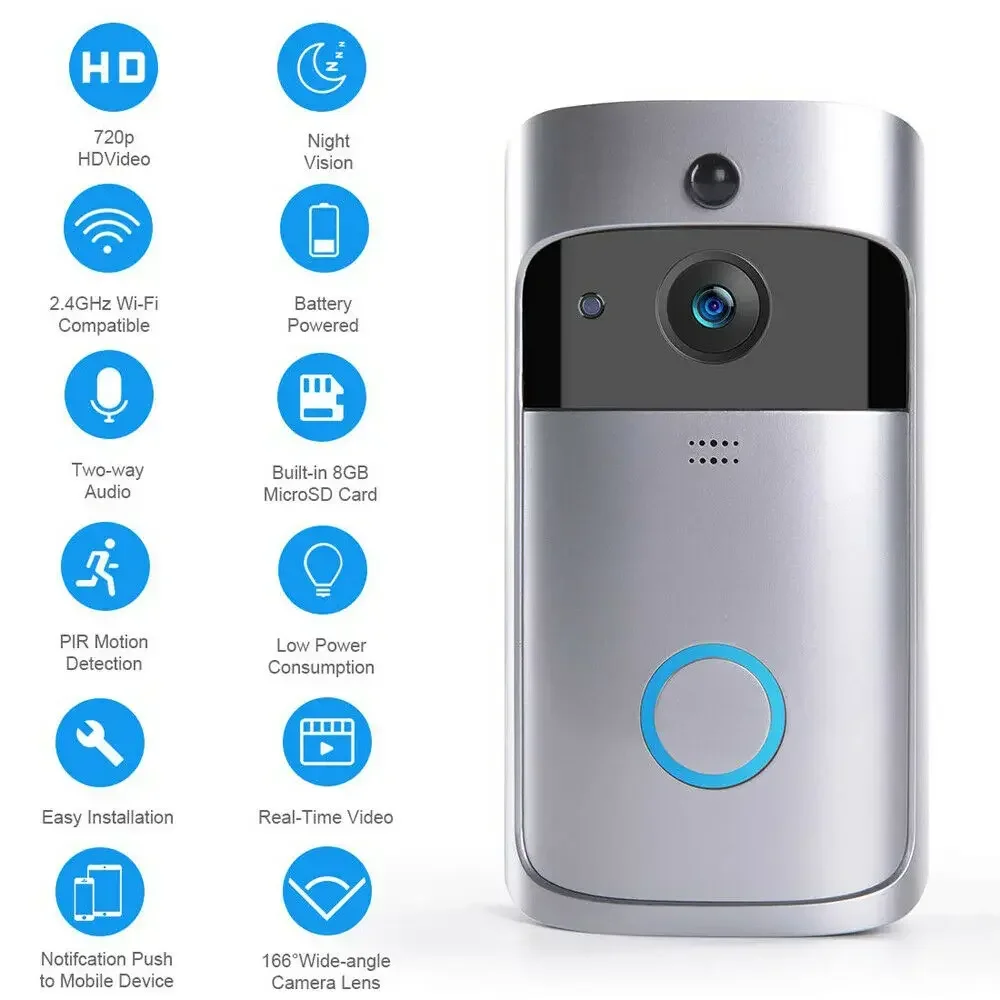720P HD สมาร์ทโฮมไร้สาย WIFI ก - Smart Home Video Doorbell Enhanced Security With Smart Doorbell บทวิจารณ์และราคา