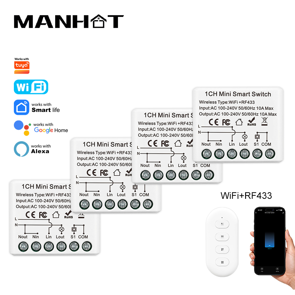 10A มินิ WIFI สมาร์ทสวิตช์ RF4 - Smart Home Voice Assistant บทวิจารณ์และราคา